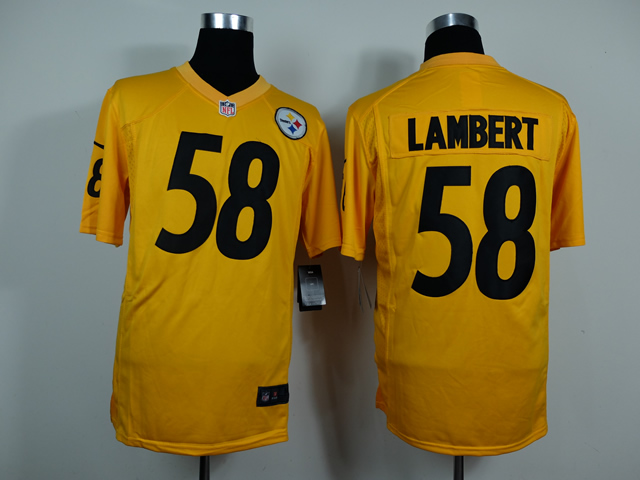 Nike Steelers 58 Lambert Yellow Game Jerseys