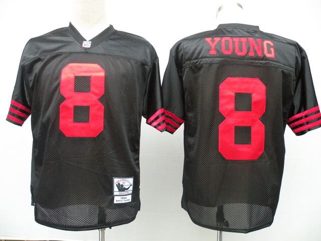 49ers 8 Young Black M&N Jersey