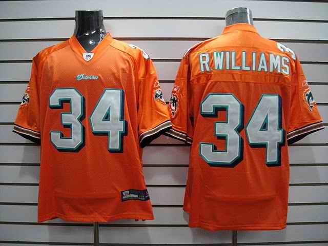 Dolphins 34 R Williams orange Jersey