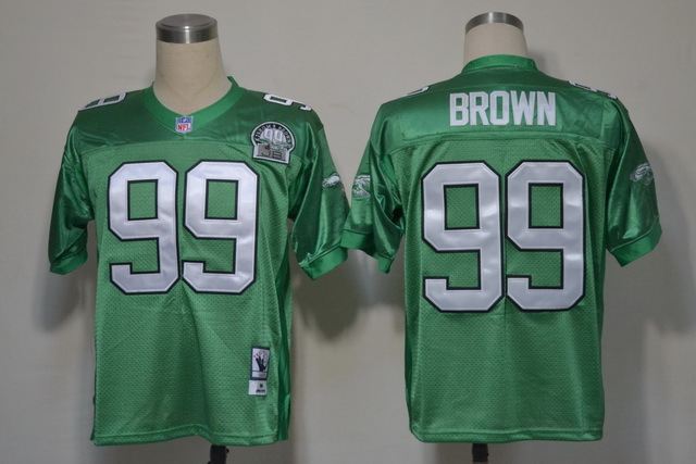 Eagles 99 Jerome Brown Green M&N Jersey