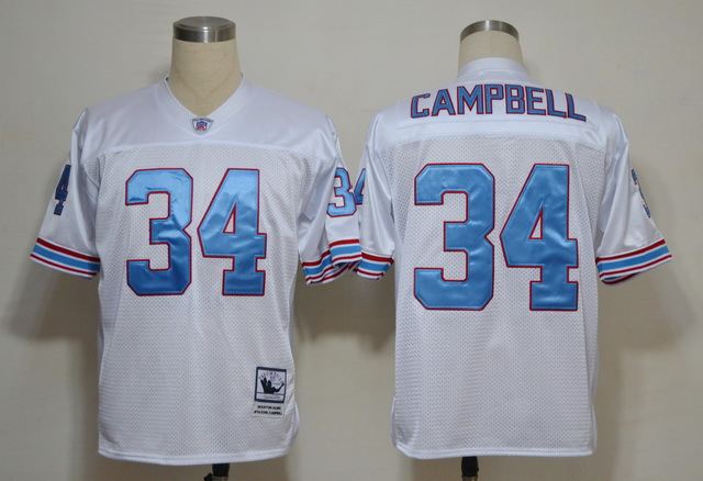Oilers 34 Earl Campbell White Throwback Jersey