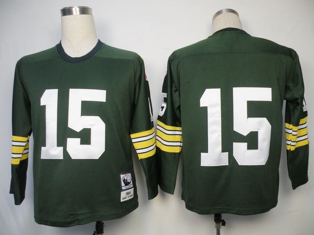Packers Packers 15 Bart Starr Green Long Sleeves Throwback Jersey