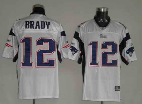 Patriots 12 Brady White Jersey