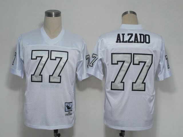 Raiders 77 Alzado Silver Name White M&N Jersey