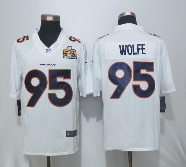 Nike Broncos 95 Derek Wolfe White Super Bowl 50 Bound Game Event Jersey