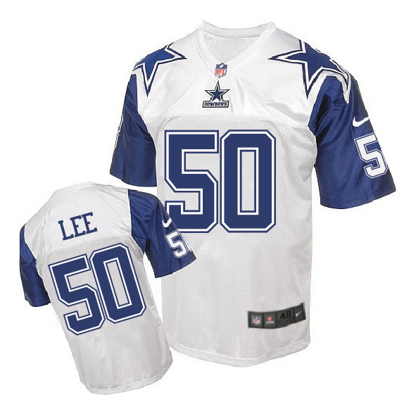 Nike Cowboys 50 Sean Lee White Throwback Elite Jersey