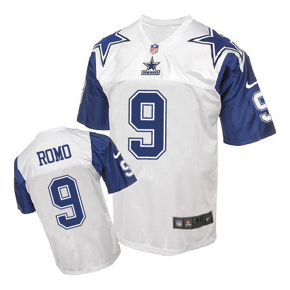 Nike Cowboys 9 Tony Romo White Throwback Elite Jersey