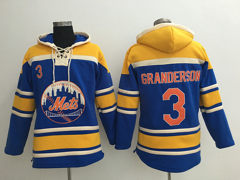 Mets 3 Curtis Granderson Blue All Stitched Hooded Sweatshirt