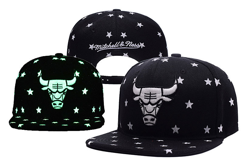 Bulls Black Mitchell & Ness Adjustable Luminous Hat YD
