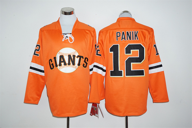 Giants 12 Joe Panik Orange Long Sleeve Jersey
