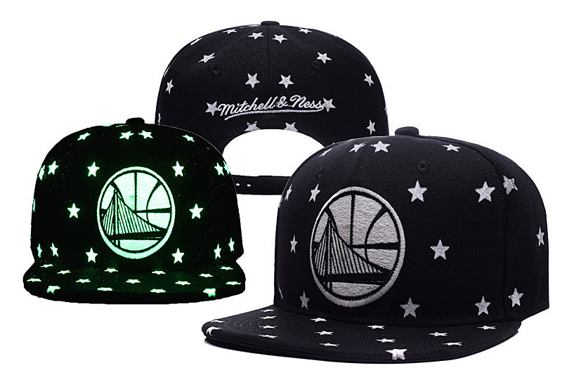 Warriors Black Mitchell & Ness Adjustable Luminous Hat YD