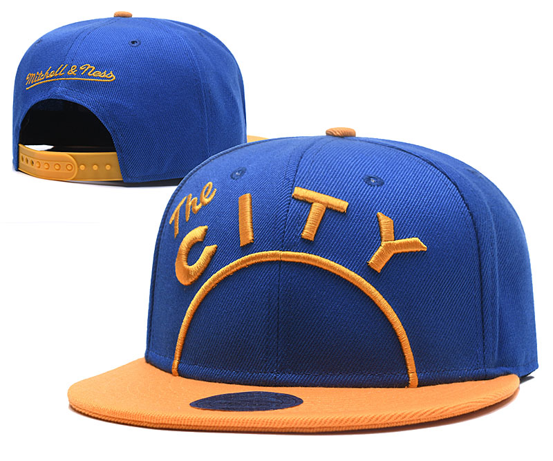 Warriors Team Logo Blue Mitchell & Ness Adjustable Hat GS