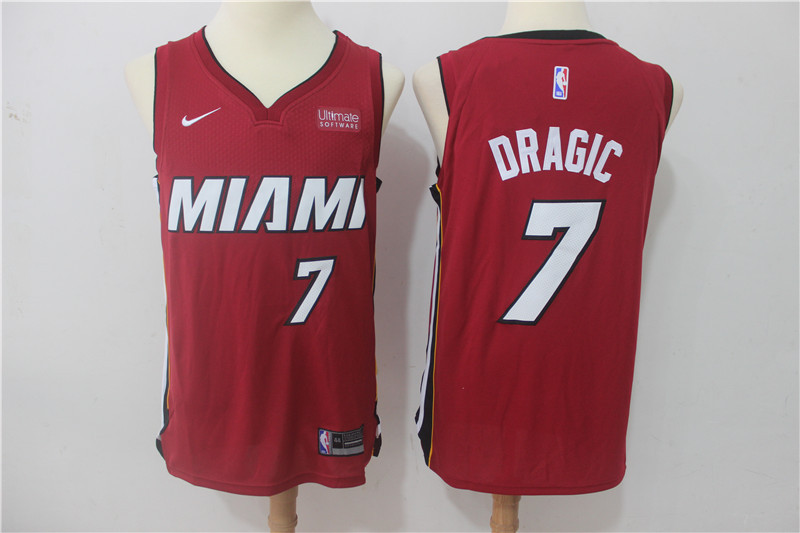 Heat 7 Goran Dragic Red Nike Authentic Jersey