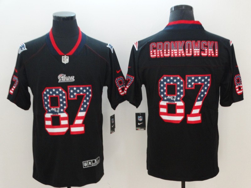 Nike Patriots 87 Rob Gronkowski Black USA Flag Fashion Limited Jersey