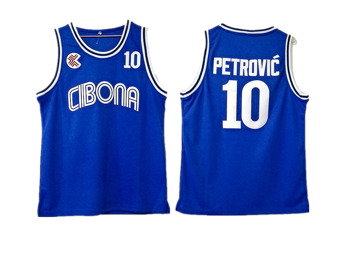 Cibona 10 Drazen Petrovic Blue College Basketball Jersey