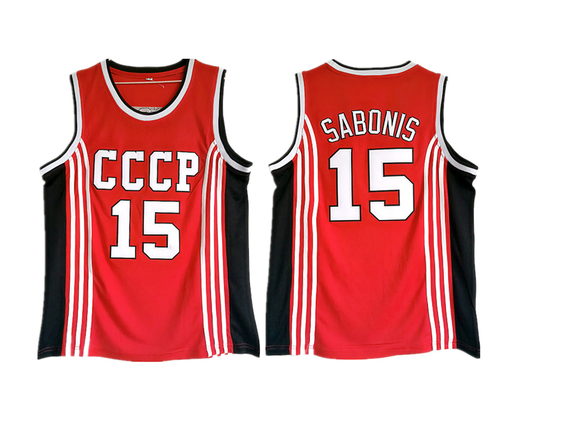 Soviet Union CCCP 15 Arvydas Sabonis Red College Basketball Jersey