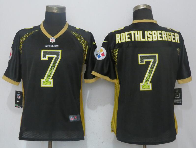 Nike Steelers 7 Ben Roethlisberger Black Women Drift Fashion Jersey