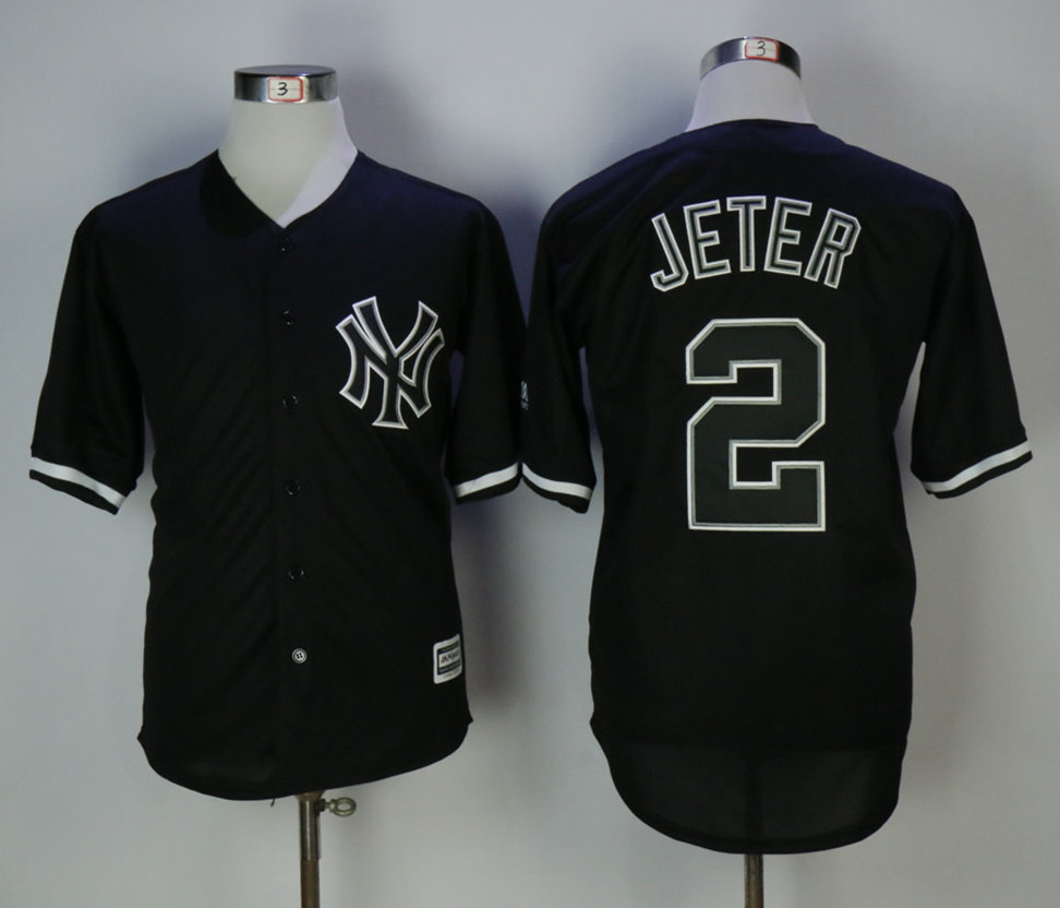 Yankees 2 Derek Jeter Black Cool Base Jersey