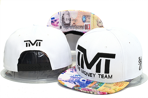 The Money Team Black Logo White Adjustable Hat GS