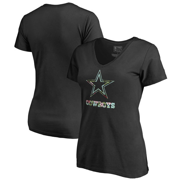 Dallas Cowboys NFL Pro Line by Fanatics Branded Women's Lovely Plus Size V Neck T-Shirt Black