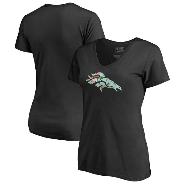 Denver Broncos NFL Pro Line by Fanatics Branded Women's Lovely Plus Size V Neck T-Shirt Black