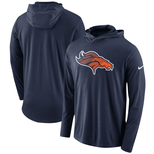 Denver Broncos Nike Blend Performance Hooded Long Sleeve T-Shirt Navy