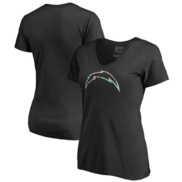 Los Angeles Chargers NFL Pro Line by Fanatics Branded Women's Lovely Plus Size V Neck T-Shirt Black