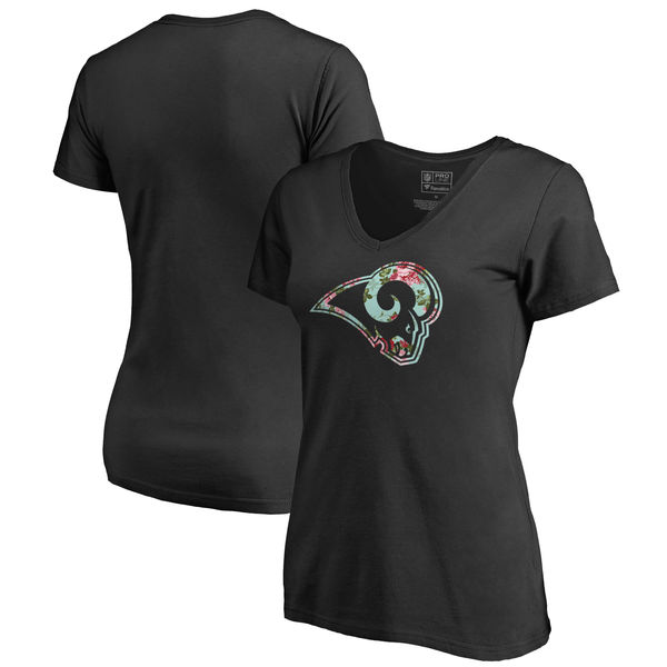 Los Angeles Rams NFL Pro Line by Fanatics Branded Women's Lovely Plus Size V Neck T-Shirt Black