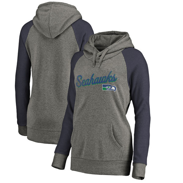 Seattle Seahawks NFL Pro Line by Fanatics Branded Women's Timeless Collection Rising Script Plus Size Tri-Blend Hoodie Ash