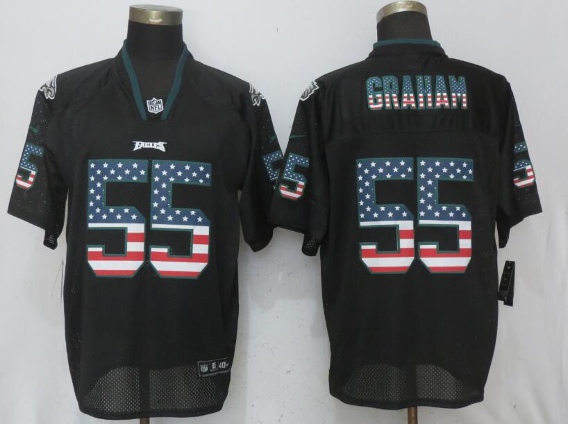 Nike Eagles 55 Brandon Graham Black USA Flag Elite Jersey