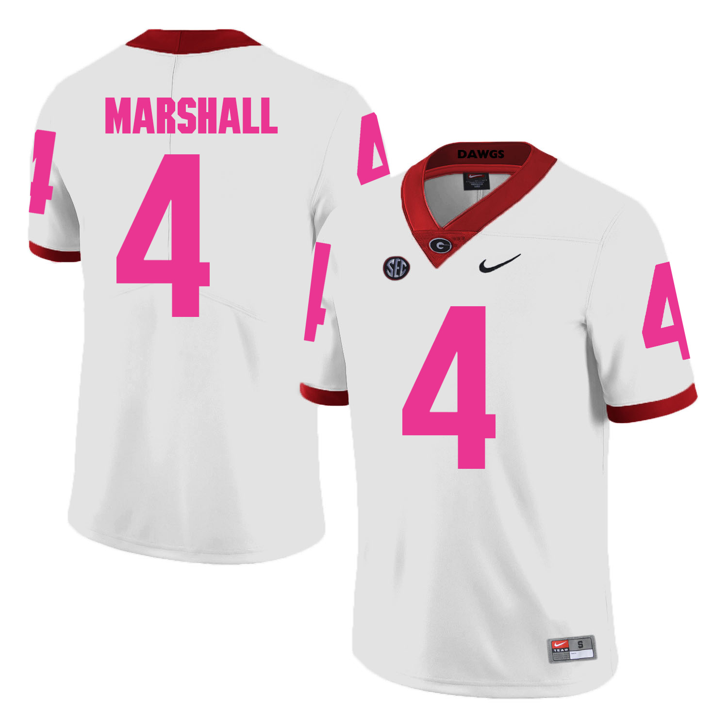 Georgia Bulldogs 4 Keith Marshall White 2018 Breast Cancer Awareness College Football Jersey