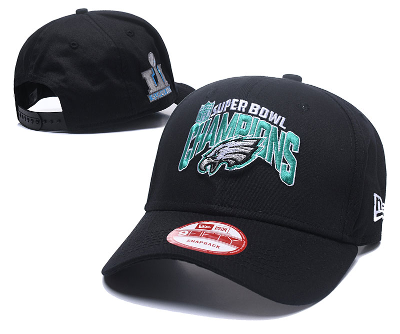 Eagles Team Logo Black 2018 Super Bowl LII Snapback Adjustable Hat GS