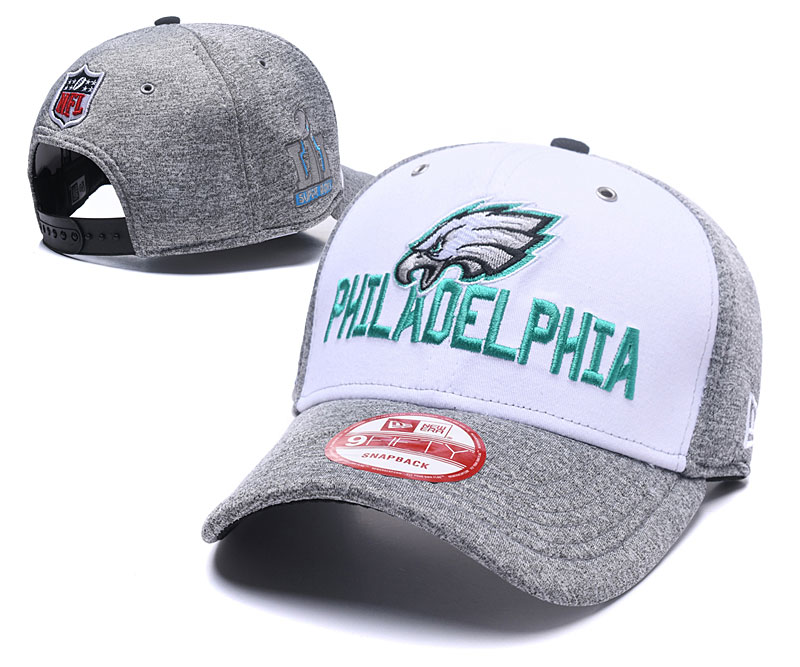 Eagles Team Logo White 2018 Super Bowl LII Snapback Adjustable Hat GS