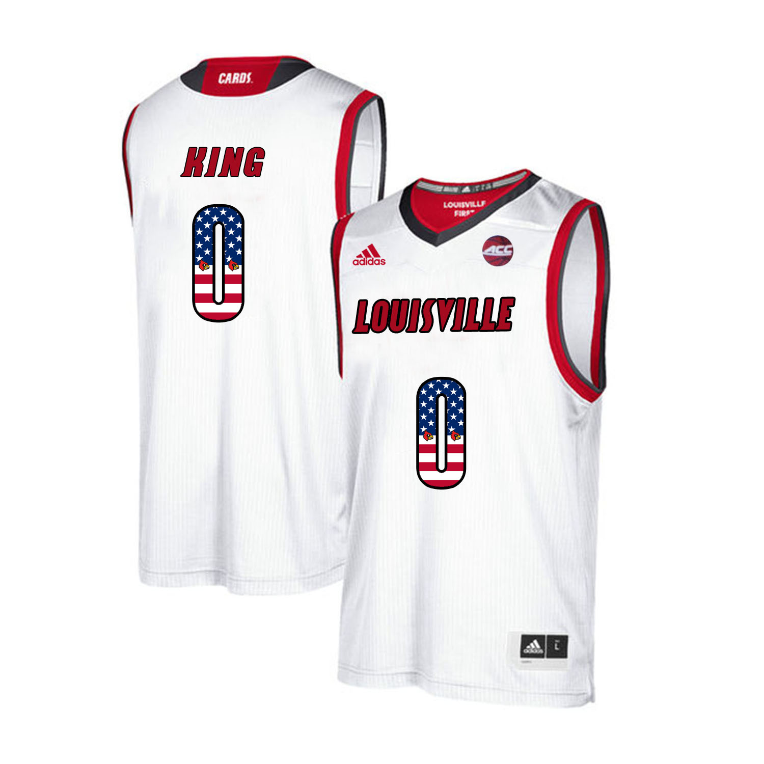 Louisville Cardinals 0 Diamond King White USA Flag College Basketball Jersey