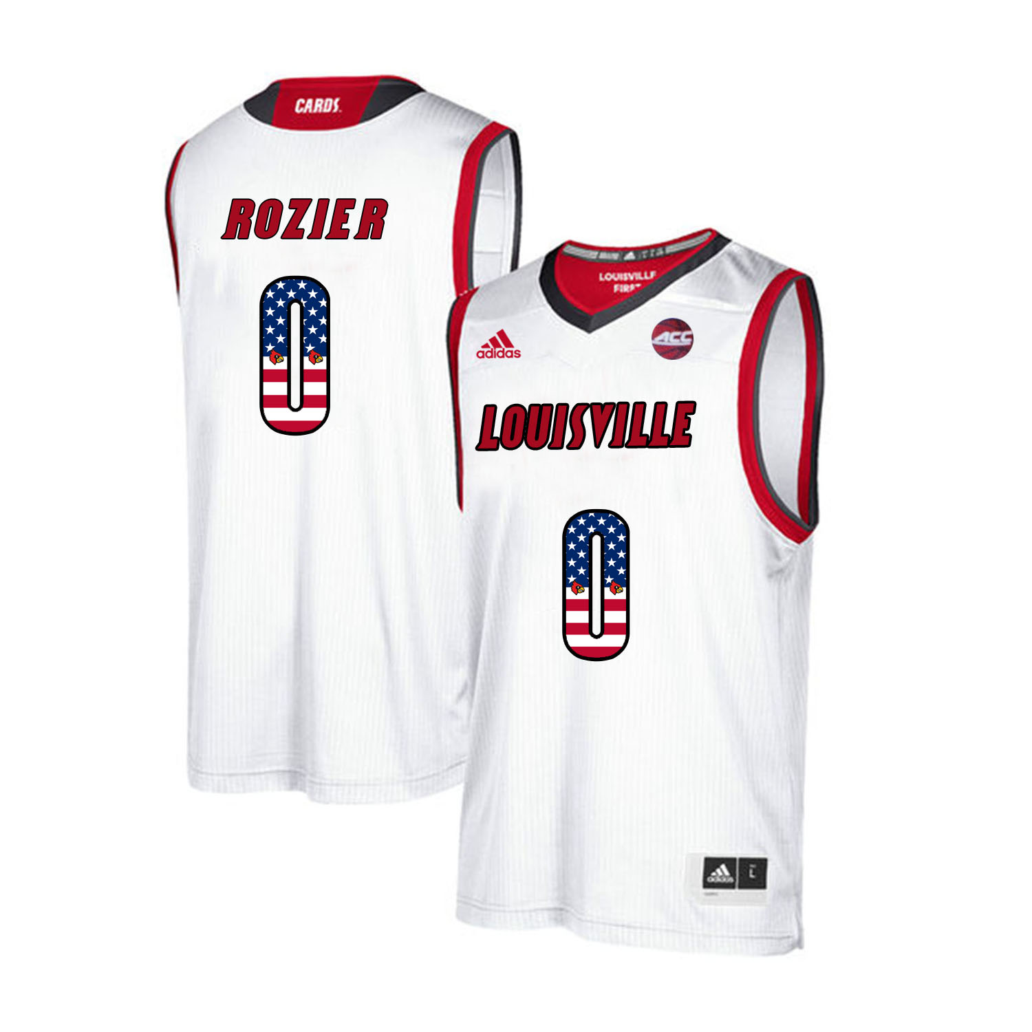 Louisville Cardinals 0 Terry Rozier White USA Flag College Basketball Jersey