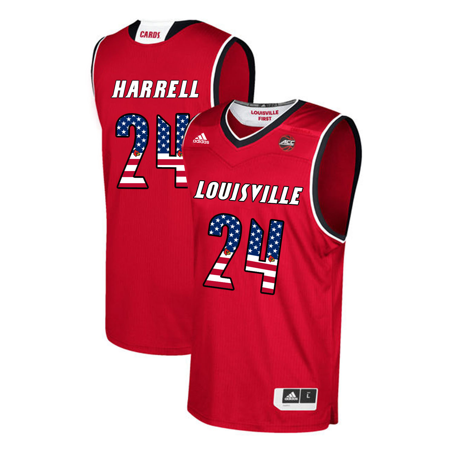 Louisville Cardinals 24 Montrezl Harrell Red USA Flag College Basketball Jersey