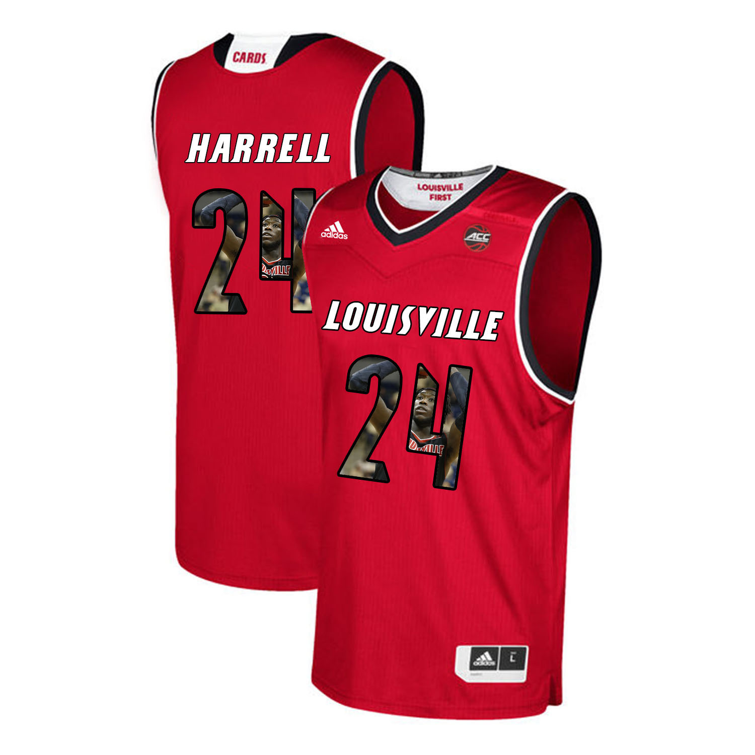 Louisville Cardinals 24 Montrezl Harrell Red With Portrait Print College Basketball Jersey