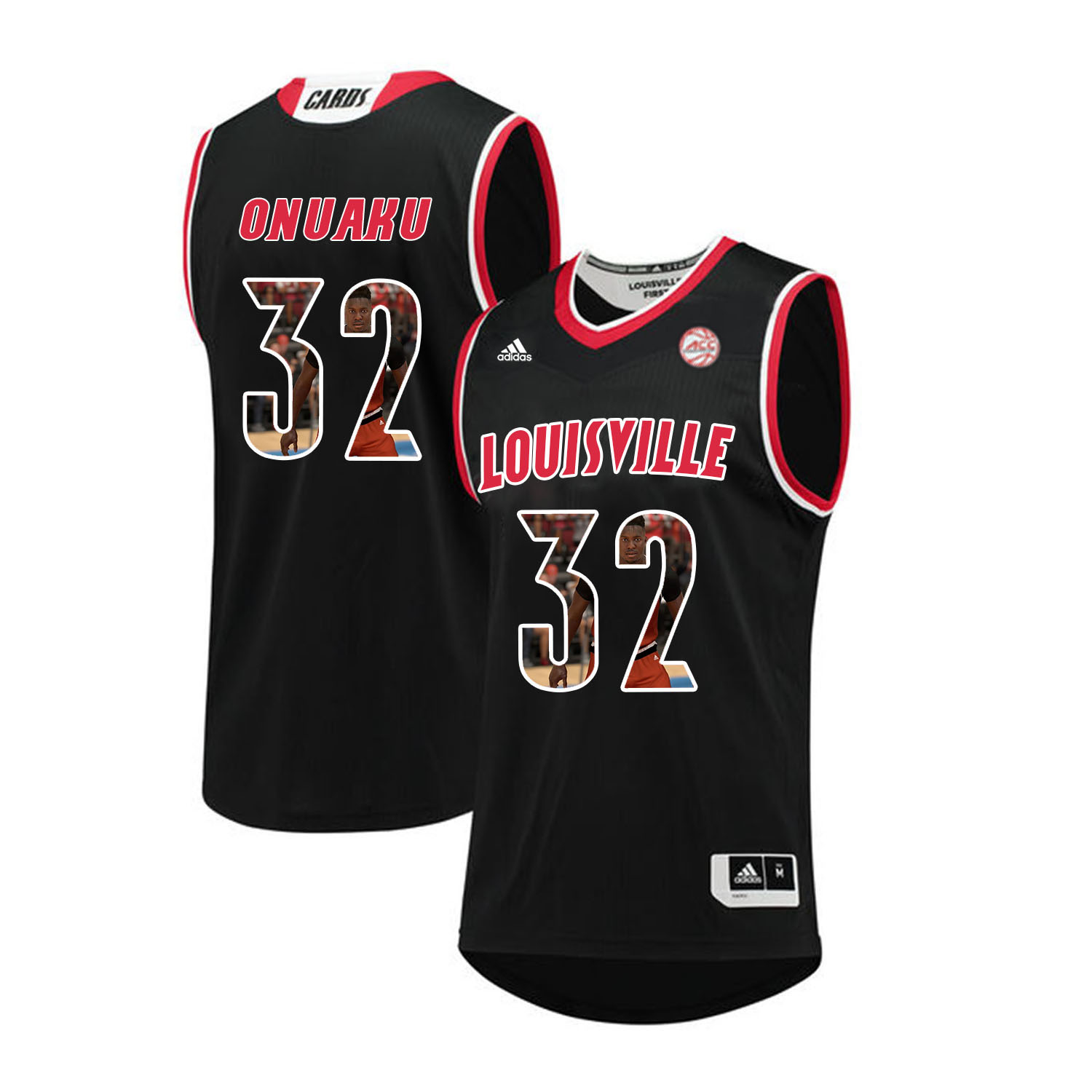 Louisville Cardinals 32 Chinanu Onuaku Black With Portrait Print College Basketball Jersey