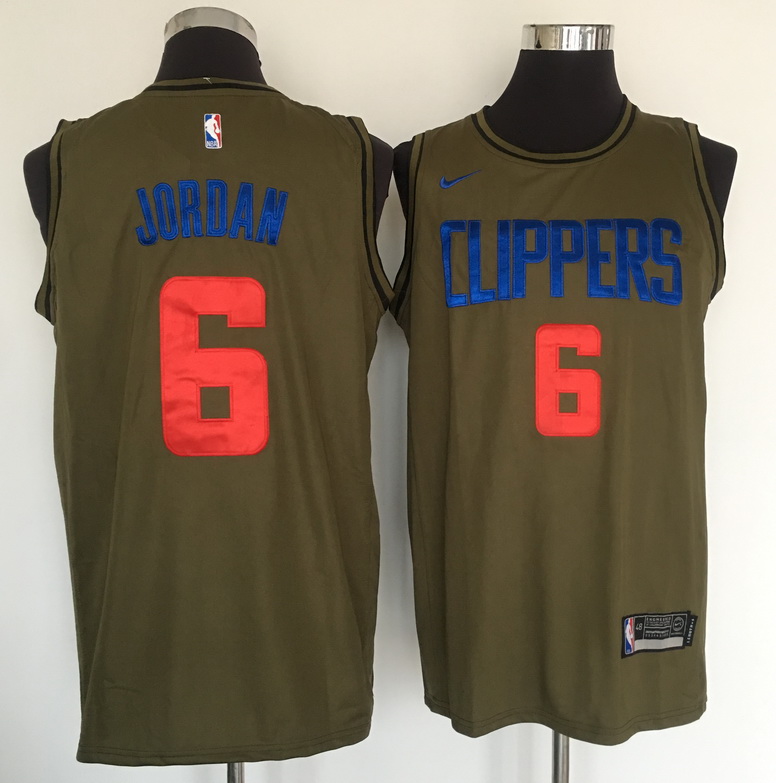 Clippers 6 Deandre Jordan Olive Nike Swingman Jersey
