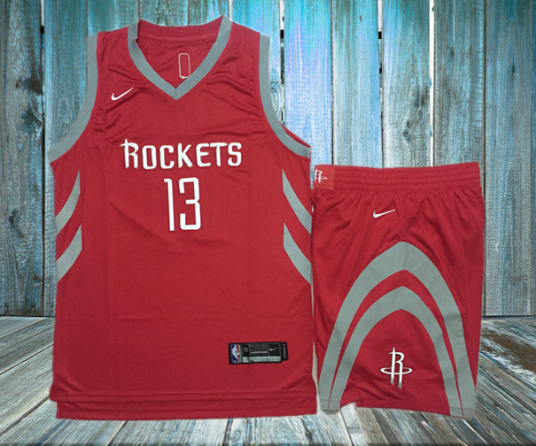Rockets 13 James Harden Red Nike Swingman Jersey(With Shorts)
