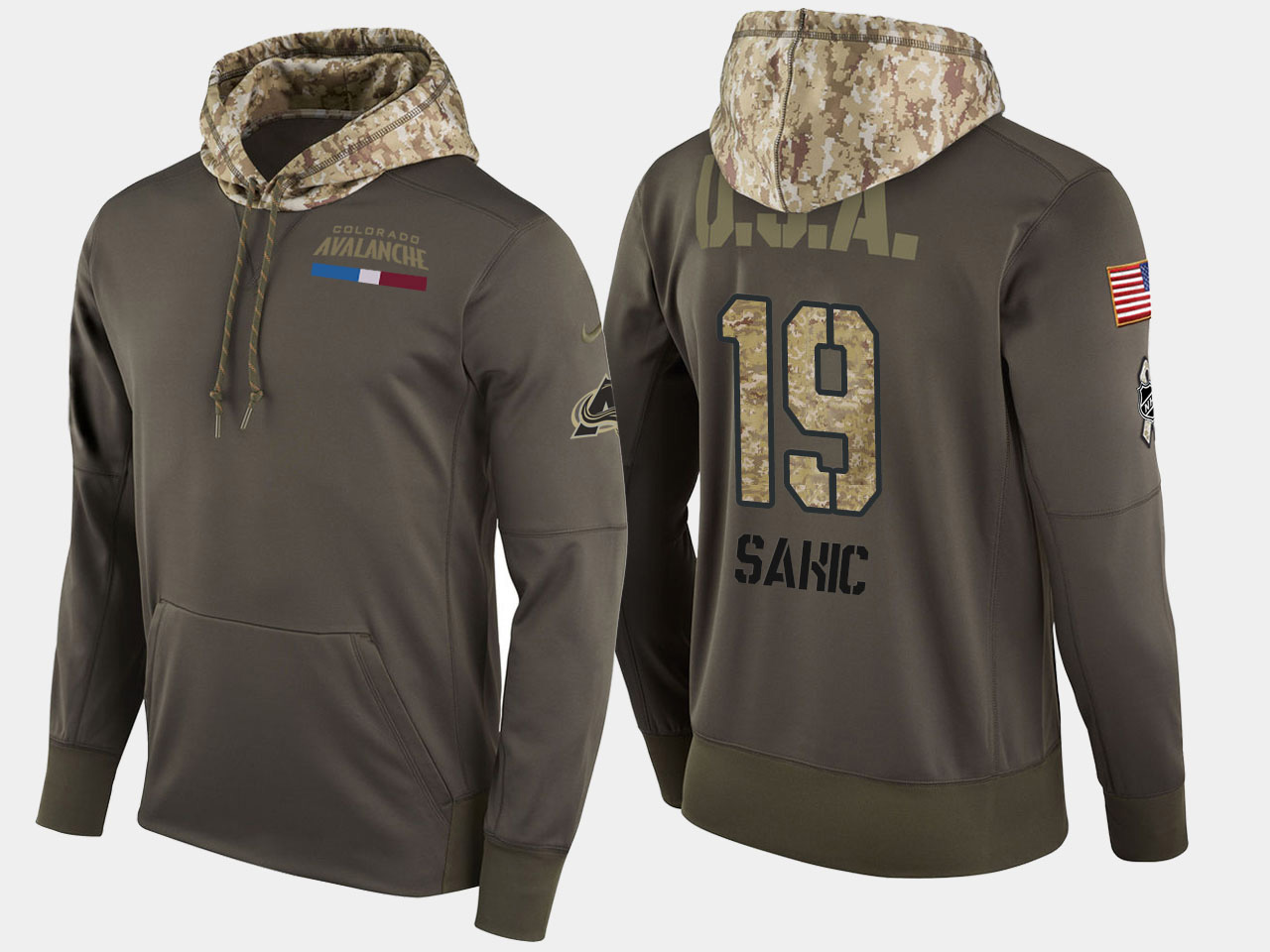 Nike Avalanche 19 Joe Sakic Retired Olive Salute To Service Pullover Hoodie