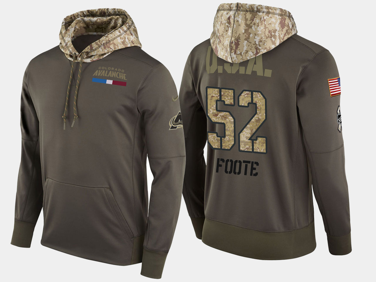 Nike Avalanche 52 Adam Foote Retired Olive Salute To Service Pullover Hoodie
