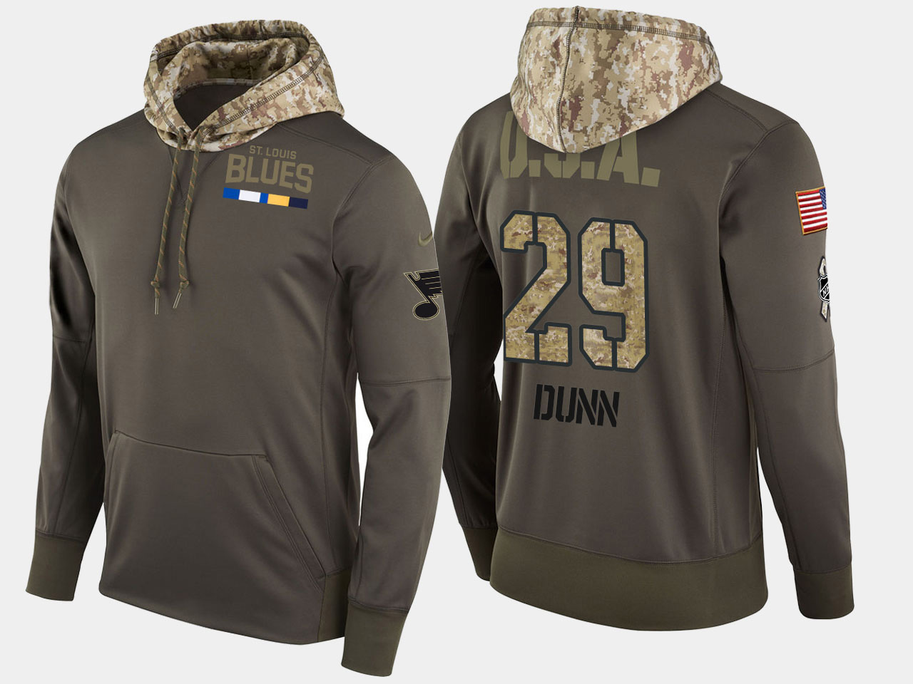 Nike Blues 29 Vince Dunn Olive Salute To Service Pullover Hoodie