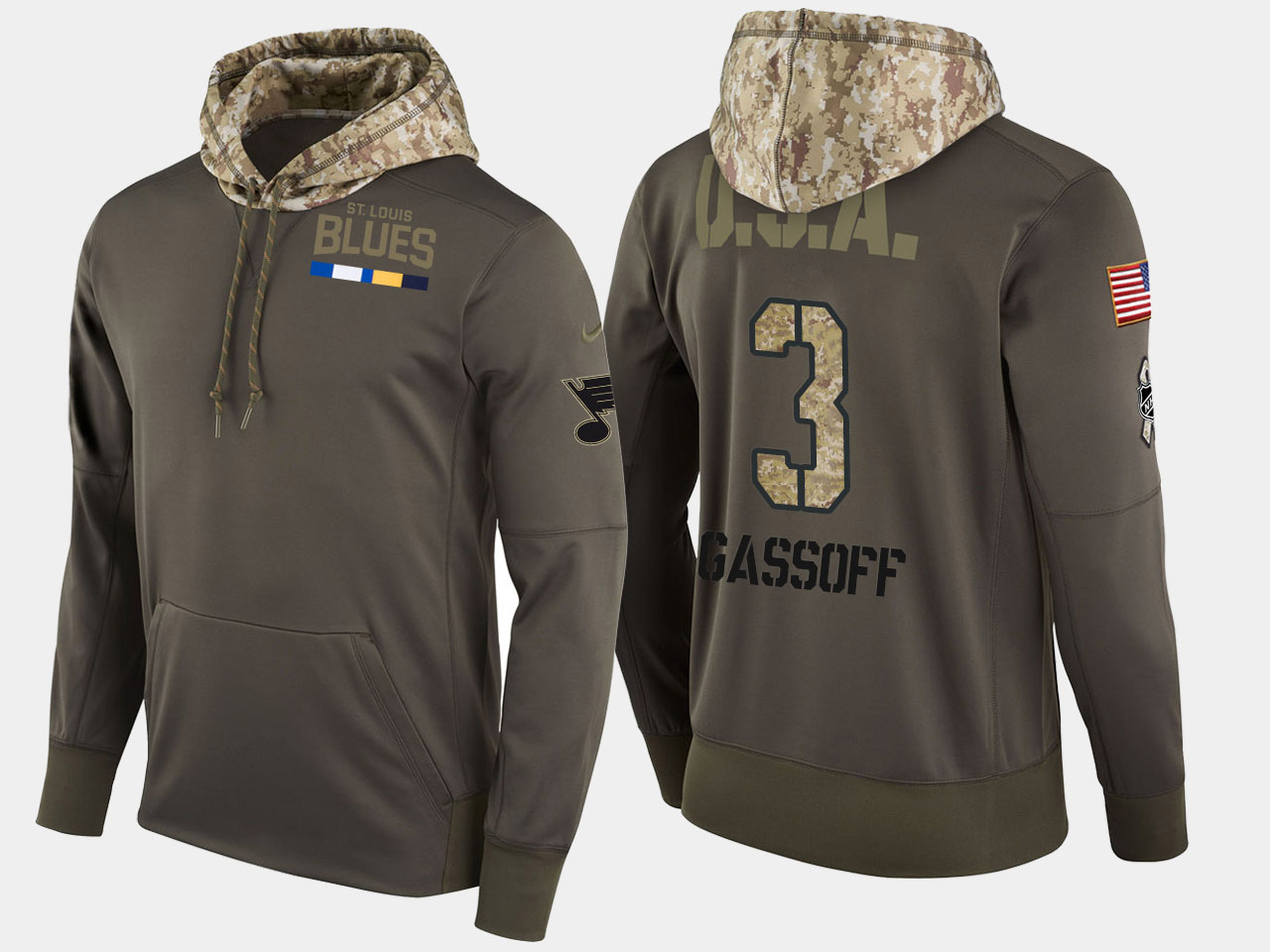 Nike Blues 3 Bob Gassoff Retired Olive Salute To Service Pullover Hoodie