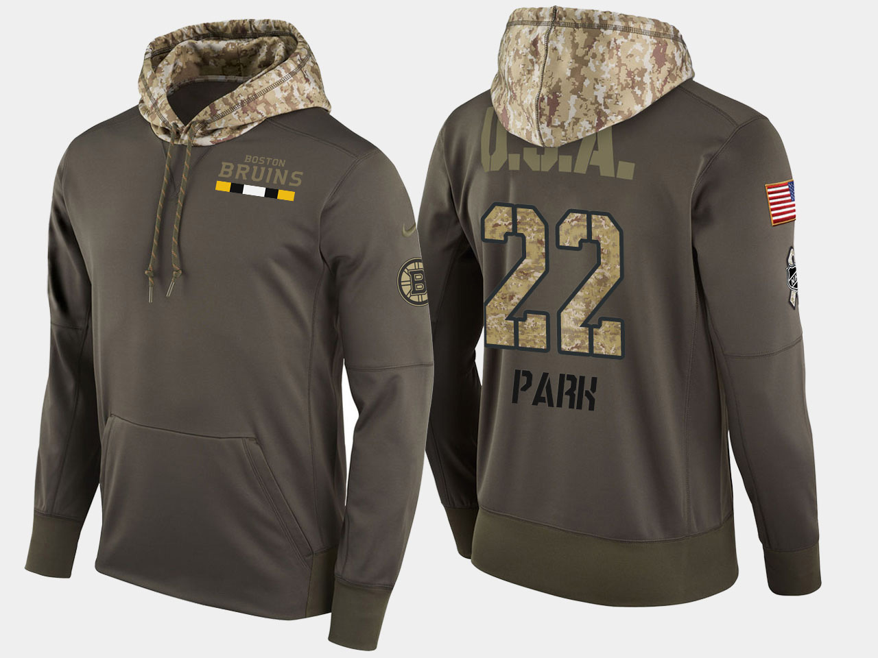Nike Bruins 22 Brad Park Retired Olive Salute To Service Pullover Hoodie