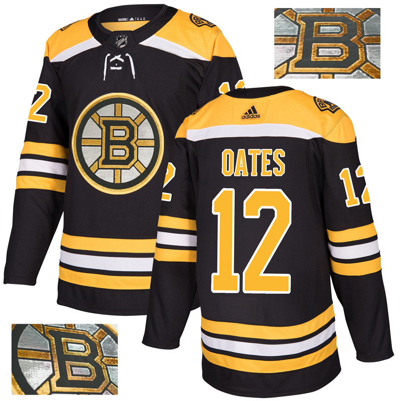 Bruins 12 Adam Oates Black With Special Glittery Logo Adidas Jersey