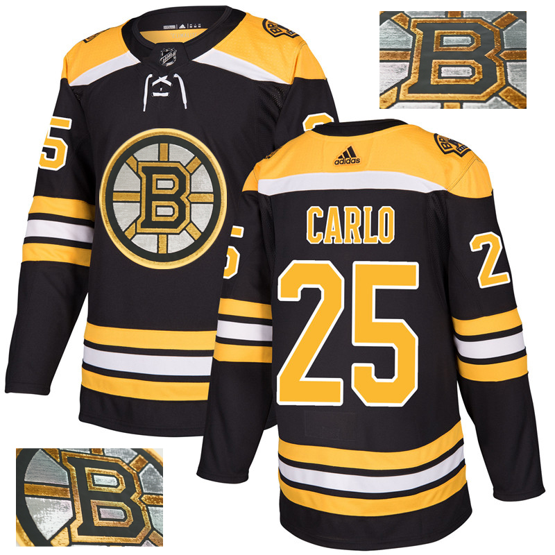 Bruins 25 Brandon Carlo Black With Special Glittery Logo Adidas Jersey