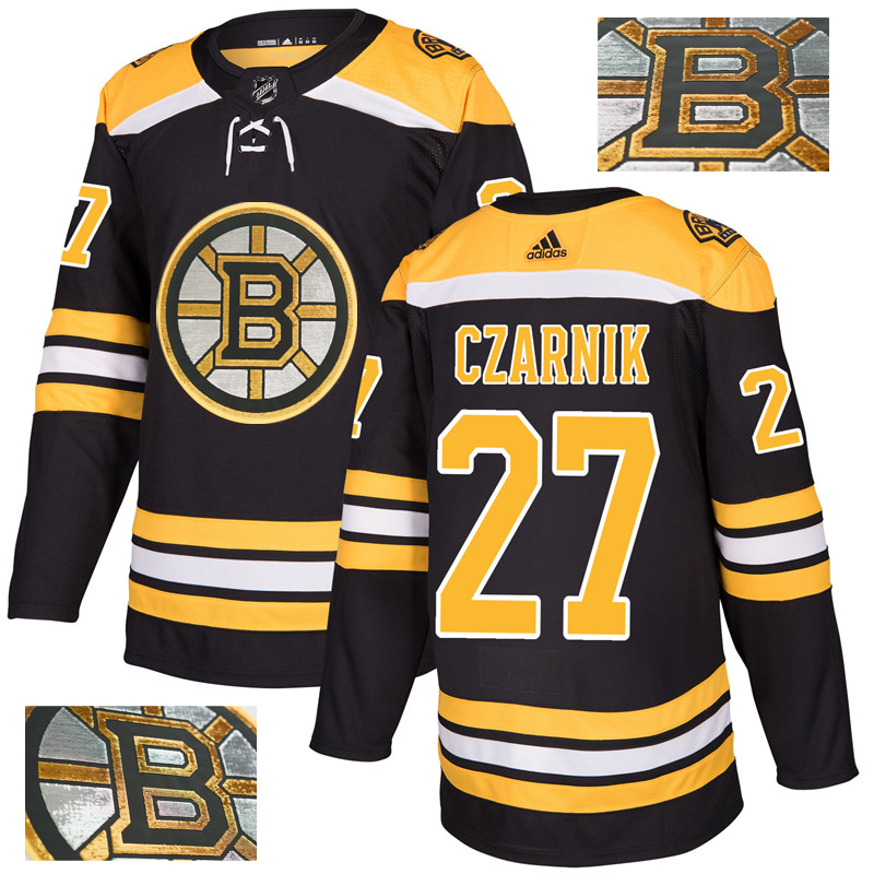 Bruins 27 Austin Czarnik Black With Special Glittery Logo Adidas Jersey