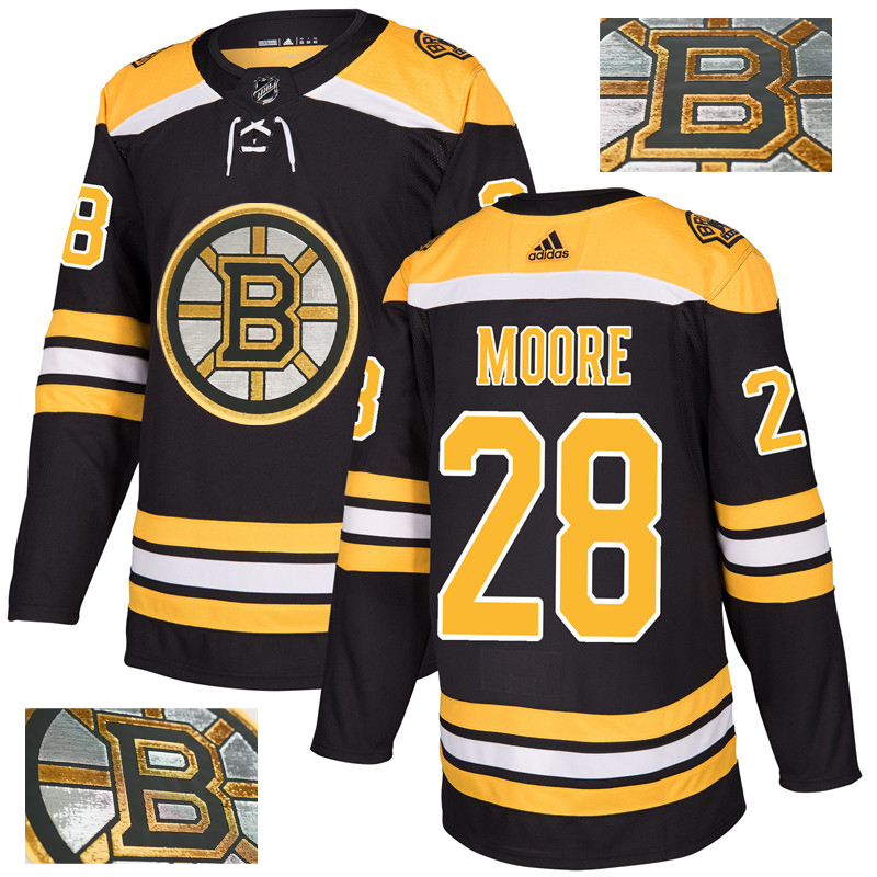Bruins 28 Dominic Moore Black With Special Glittery Logo Adidas Jersey