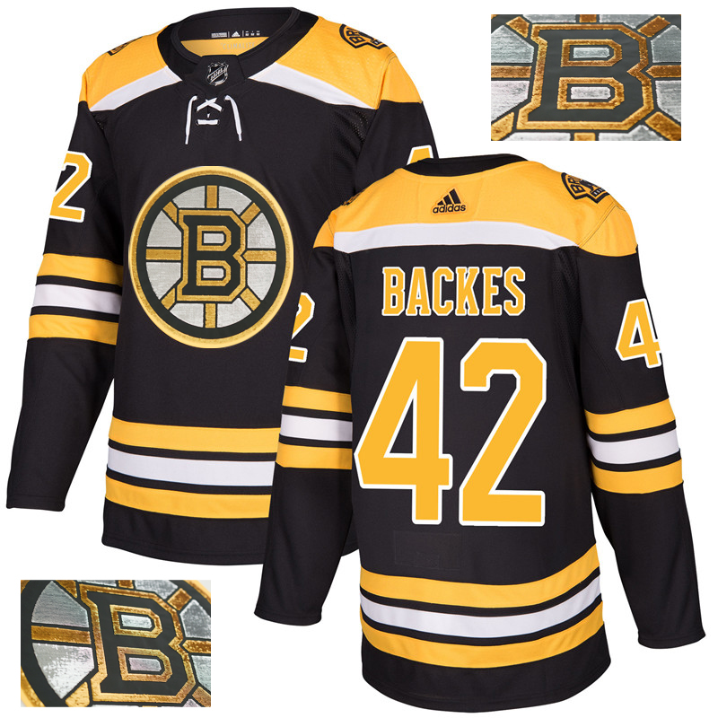 Bruins 42 David Backes Black With Special Glittery Logo Adidas Jersey